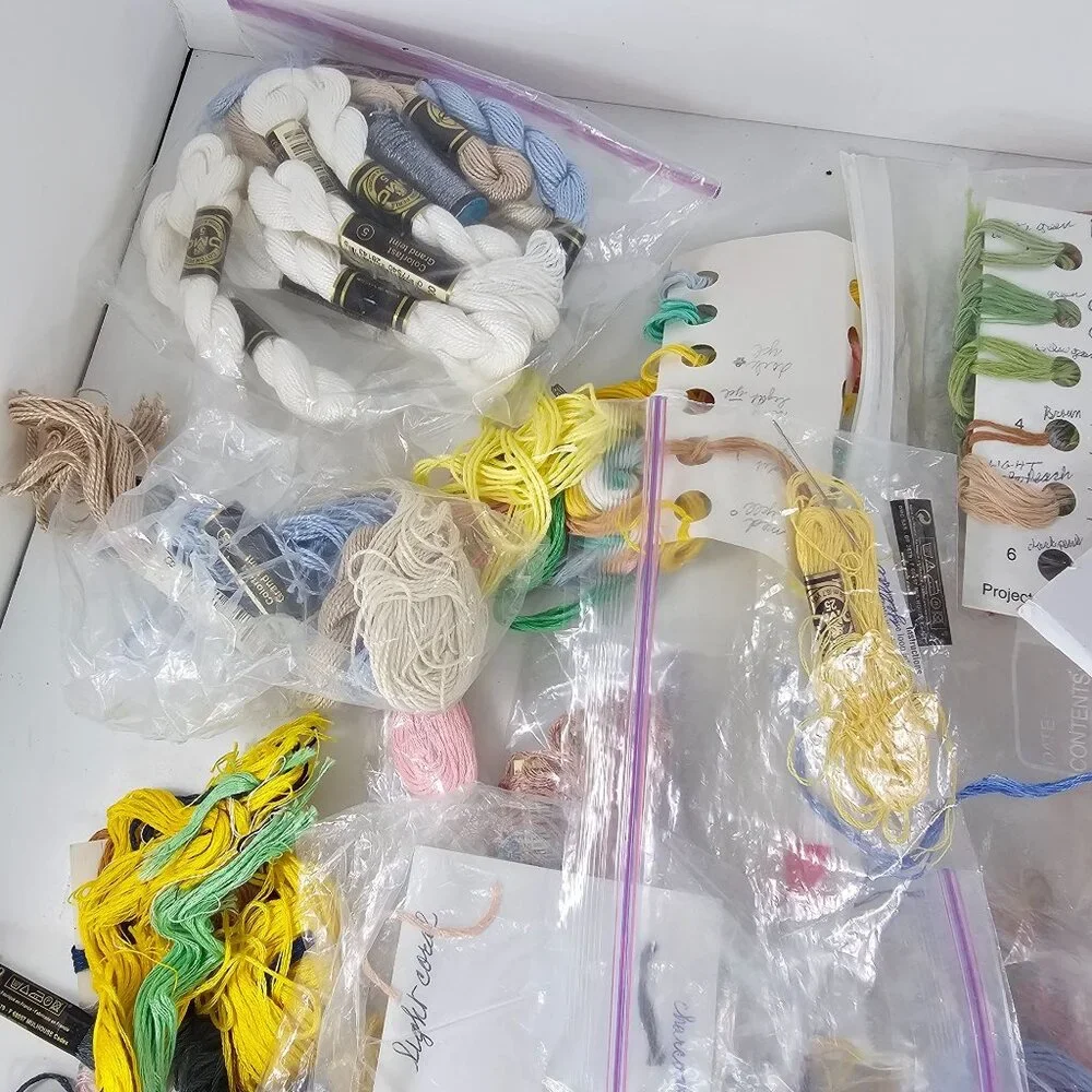 Large Assorted Lot Of Embroidery Floss & Threads Includes DMC Bucilla & More